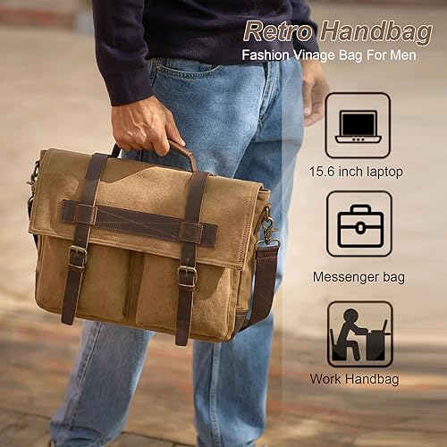 Messenger Bag Canvas Casual Shoulder Sling Bag Satchel 13/15.6 inch Messenger Bag for Men Women Work Office Laptop Bag