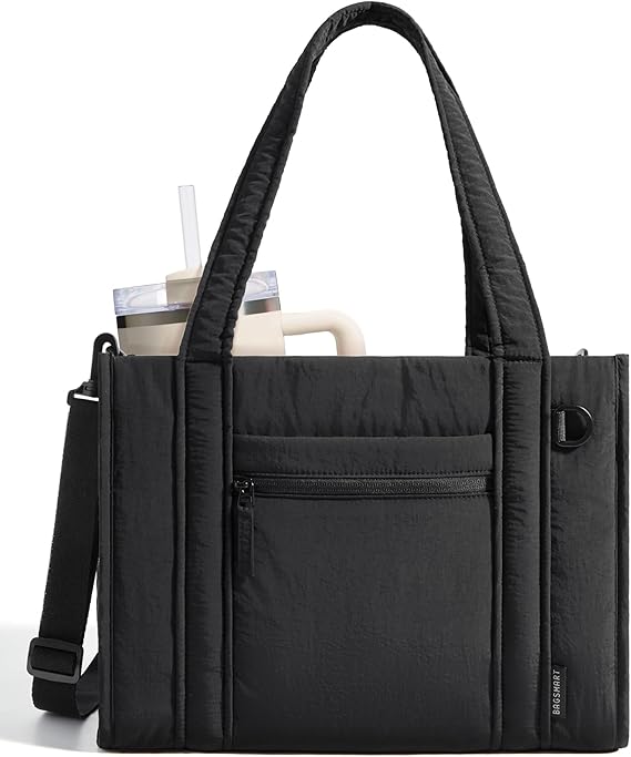 BAGSMART Small Tote Bag for Women, Lightweight with Zipper, Crossbody Purses for Travel Work College