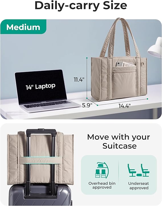 BAGSMART Small Tote Bag for Women, Lightweight with Zipper, Crossbody Purses for Travel Work College