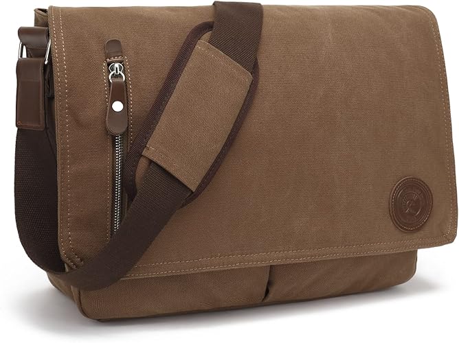 Messenger Bag Canvas Casual Shoulder Sling Bag Satchel 13/15.6 inch Messenger Bag for Men Women Work Office Laptop Bag