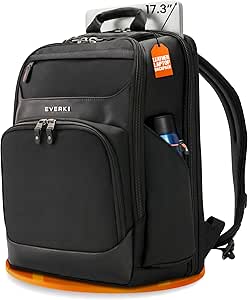 EVERKI Onyx Premium Business Executive Laptop Backpack, Ballistic Nylon and Leather, Travel Friendly, Black
