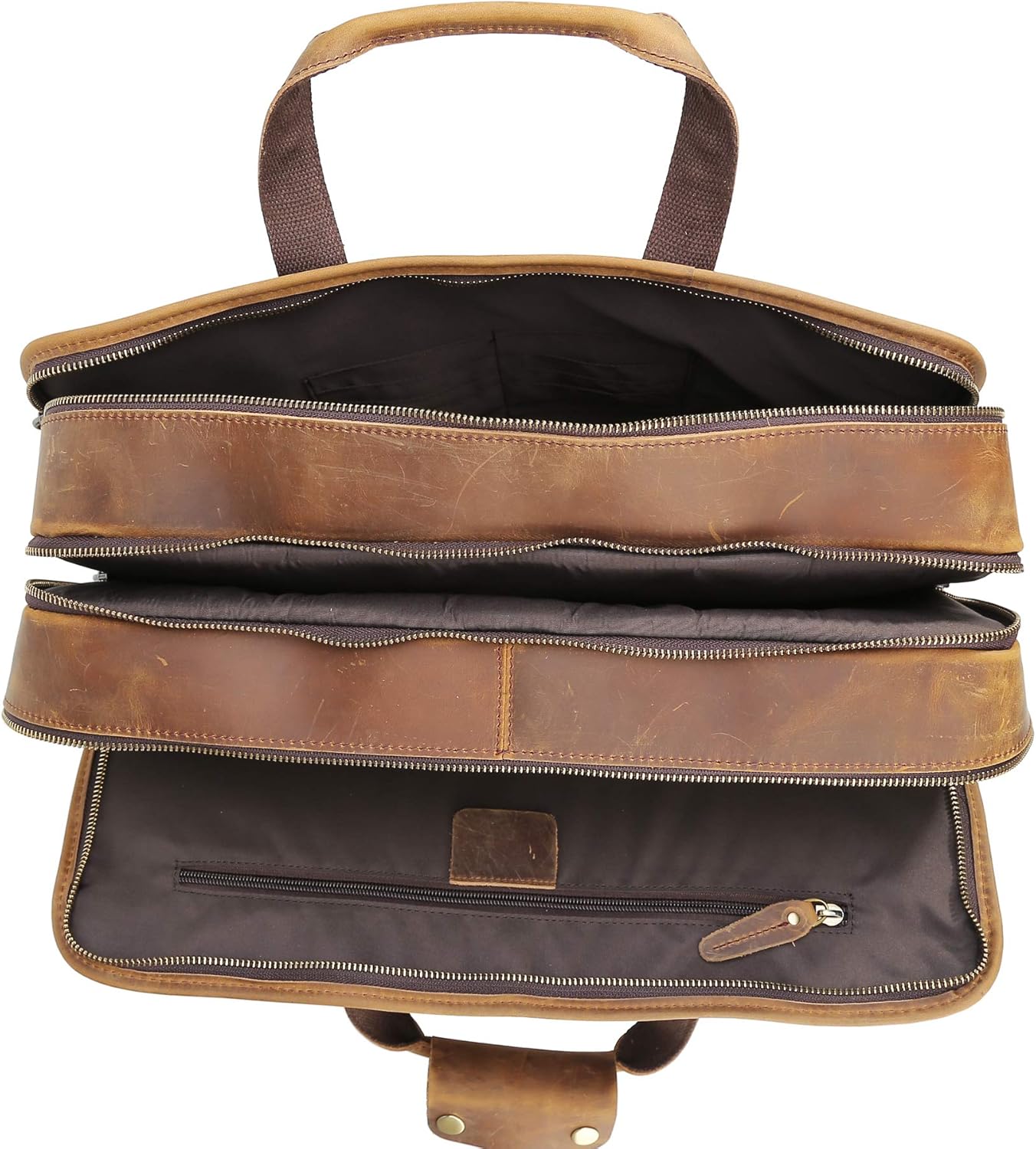 Polare 18.5” Full Grain Leather Laptop Briefcase Messenger Work Bag Overnight Bag For Men Large Fits 17.3” Laptop