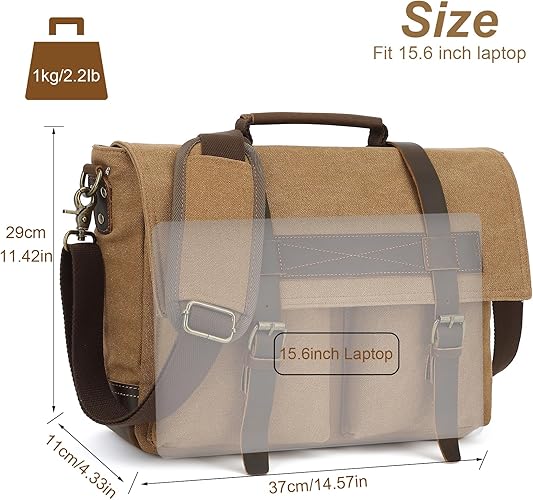 Messenger Bag Canvas Casual Shoulder Sling Bag Satchel 13/15.6 inch Messenger Bag for Men Women Work Office Laptop Bag